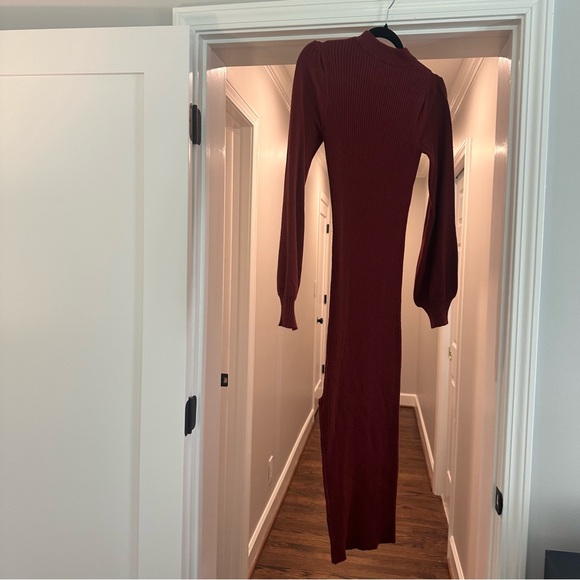 Lulus Upfront Style Burgundy Ribbed Long Sleeve Sweater Dress - Picture 6 of 6